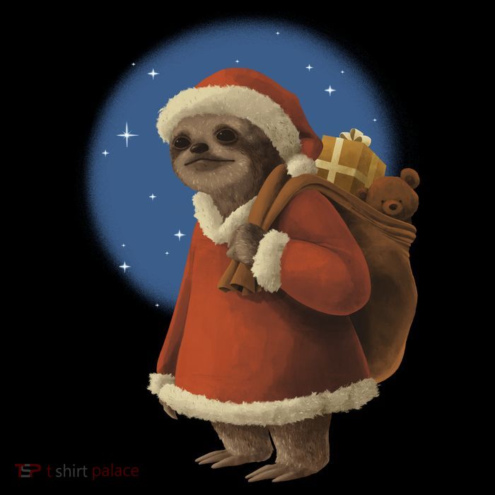 Santa Sloth Drawstring Bag