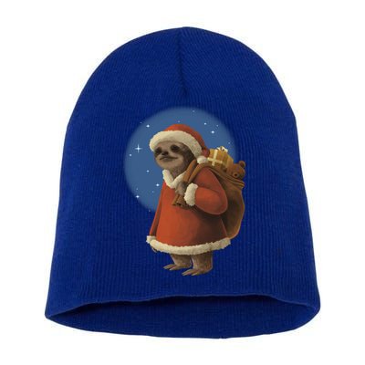 Santa Sloth Short Acrylic Beanie