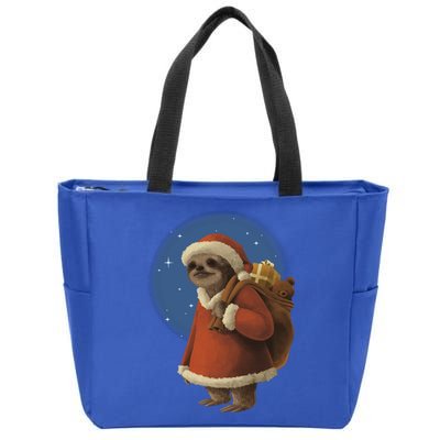 Santa Sloth Zip Tote Bag