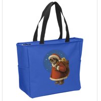 Santa Sloth Zip Tote Bag