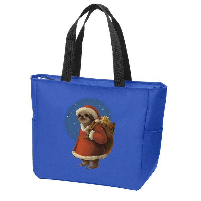 Santa Sloth Zip Tote Bag