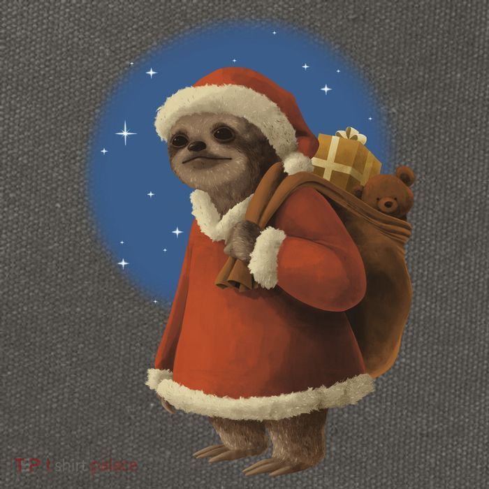 Santa Sloth Cotton Canvas Backpack