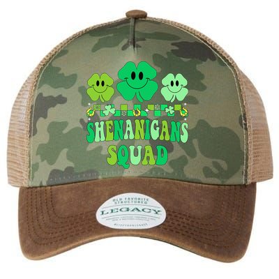 Shenanigans Squad St Patricks Day Groovy Shamrock Legacy Tie Dye Trucker Hat