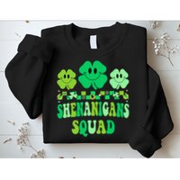 Shenanigans Squad St Patricks Day Groovy Shamrock Sweatshirt