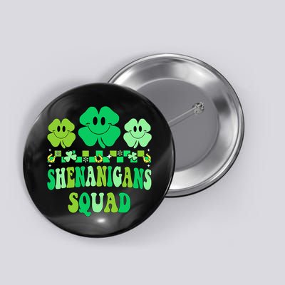 Shenanigans Squad St Patricks Day Groovy Shamrock Button