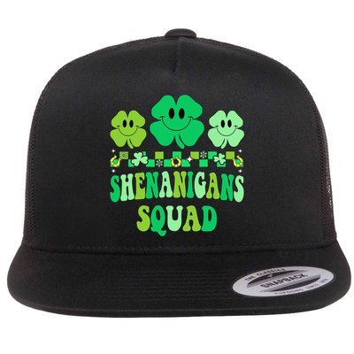 Shenanigans Squad St Patricks Day Groovy Shamrock Flatbill Hat