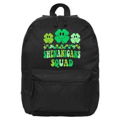 Shenanigans Squad St Patricks Day Groovy Shamrock 16 in Basic Backpack