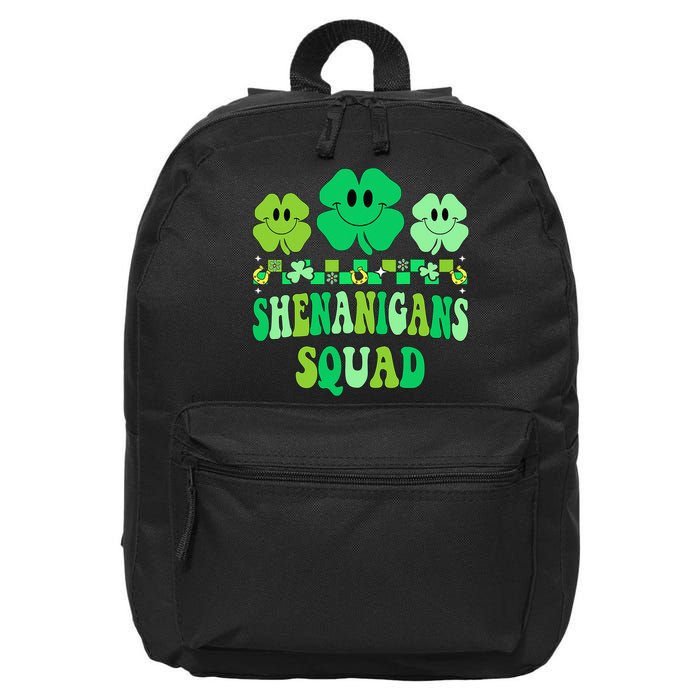 Shenanigans Squad St Patricks Day Groovy Shamrock 16 in Basic Backpack