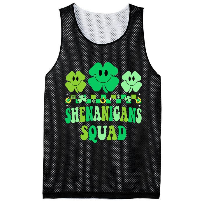 Shenanigans Squad St Patricks Day Groovy Shamrock Mesh Reversible Basketball Jersey Tank