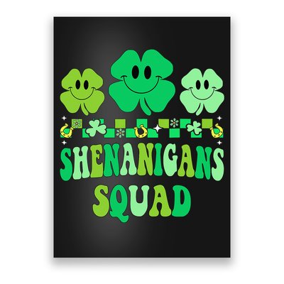 Shenanigans Squad St Patricks Day Groovy Shamrock Poster