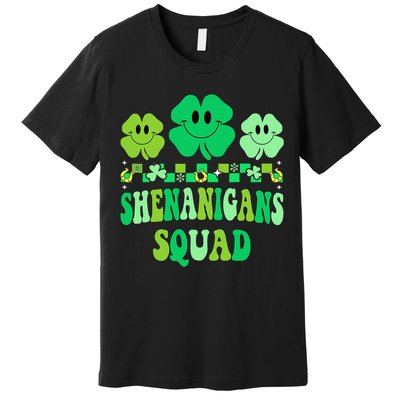 Shenanigans Squad St Patricks Day Groovy Shamrock Premium T-Shirt