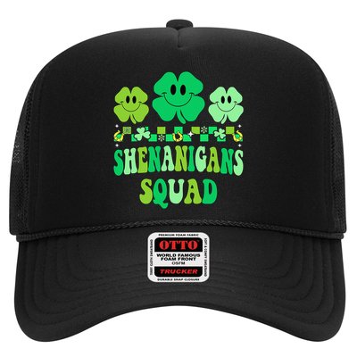 Shenanigans Squad St Patricks Day Groovy Shamrock Trucker Hat