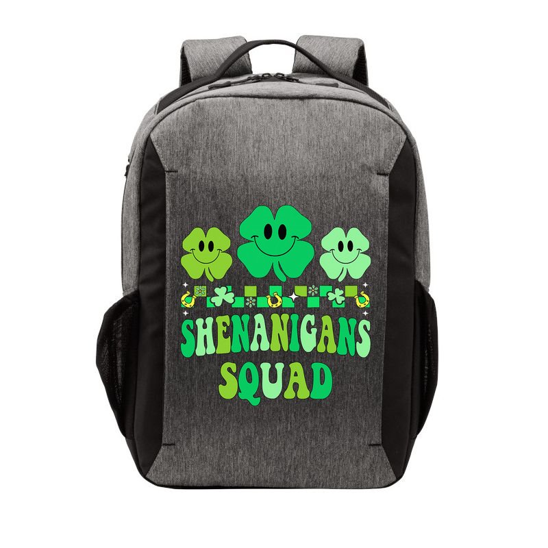 Shenanigans Squad St Patricks Day Groovy Shamrock Vector Backpack