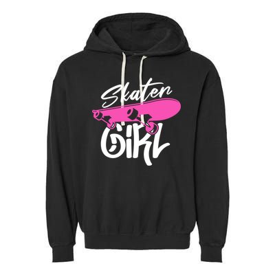 Skater Skateboard Skateboarding For Girl Garment-Dyed Fleece Hoodie