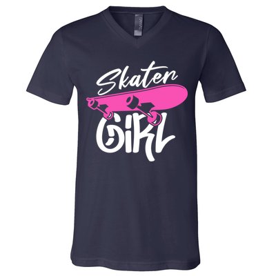 Skater Skateboard Skateboarding For Girl V-Neck T-Shirt