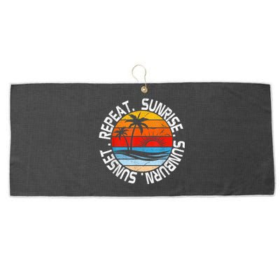 Sunrise Sunburn Sunset Repeat Retro Vintage Gift Large Microfiber Waffle Golf Towel