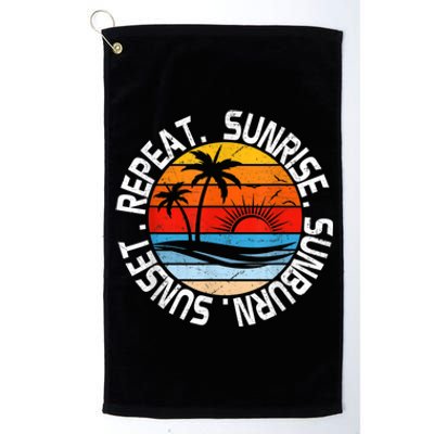 Sunrise Sunburn Sunset Repeat Retro Vintage Gift Platinum Collection Golf Towel