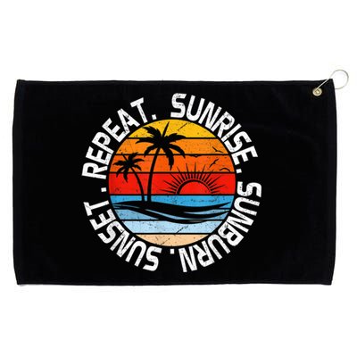 Sunrise Sunburn Sunset Repeat Retro Vintage Gift Grommeted Golf Towel