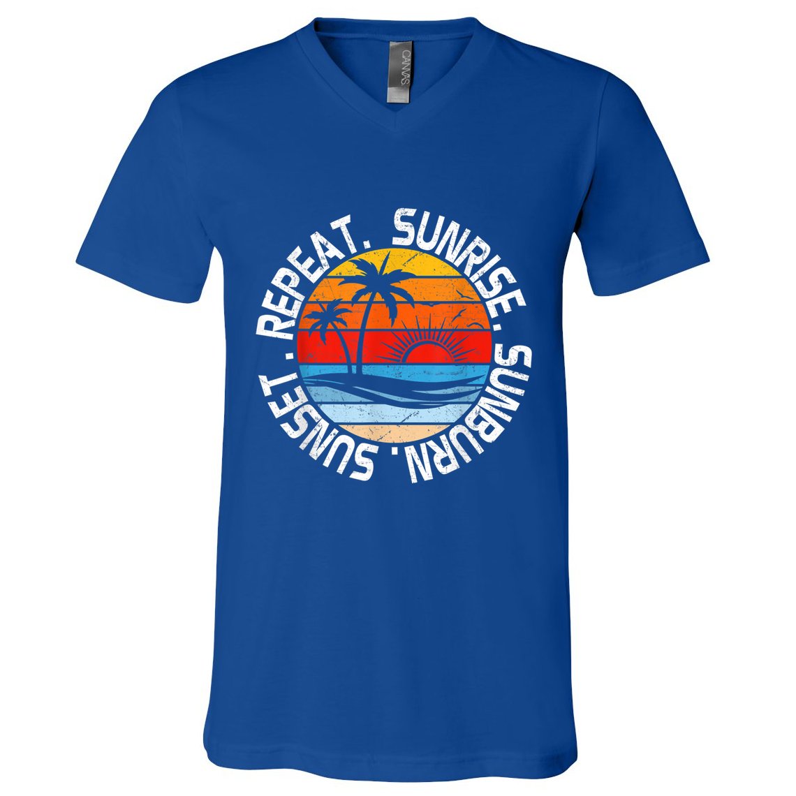 Sunrise Sunburn Sunset Repeat Retro Vintage Gift V-Neck T-Shirt