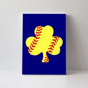 Softball Shamrock St Patricks Clover Sports Fan Athlete Gift Canvas