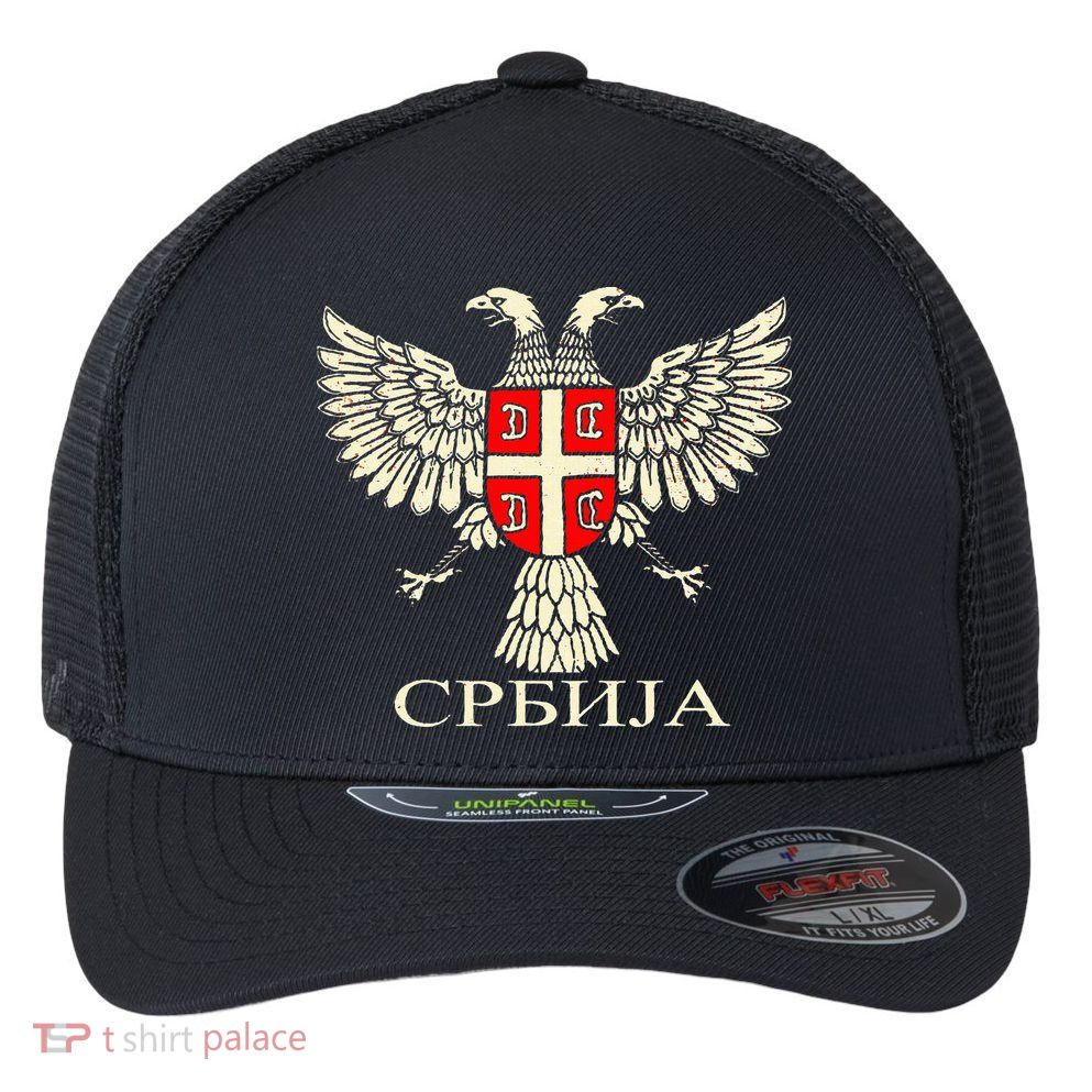 Serbia Srbija Serbian Serb Eagle Flag Cccc Cyrillic Flexfit Unipanel Trucker Cap