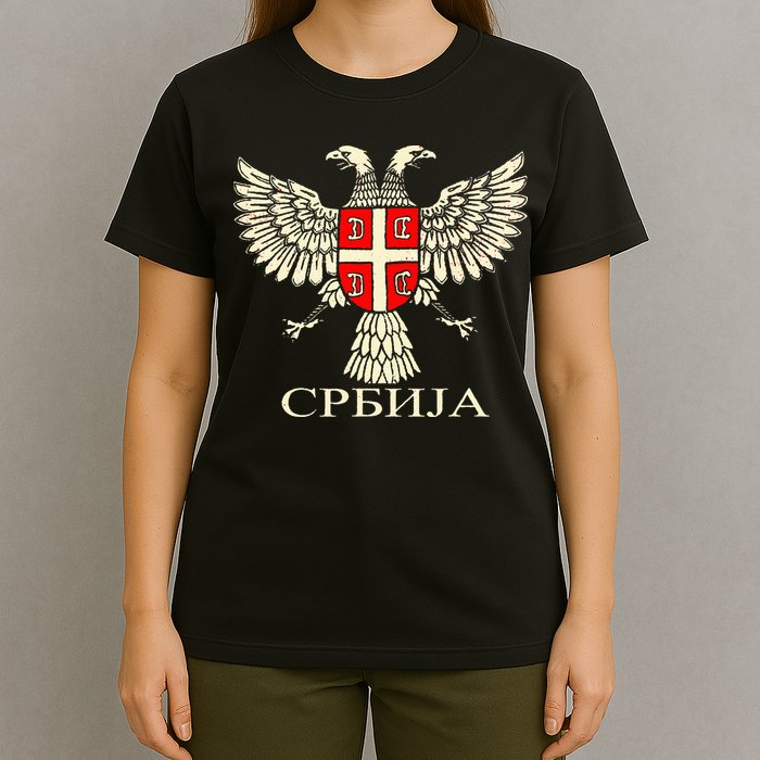 Serbia Srbija Serbian Serb Eagle Flag Cccc Cyrillic T-Shirt