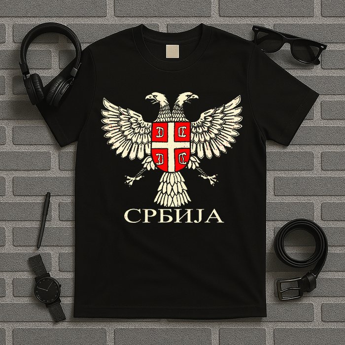 Serbia Srbija Serbian Serb Eagle Flag Cccc Cyrillic T-Shirt