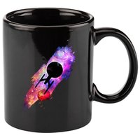 Scifi Space Ship Trekking Through Galaxy 11oz C Handle Ceramic Mug
