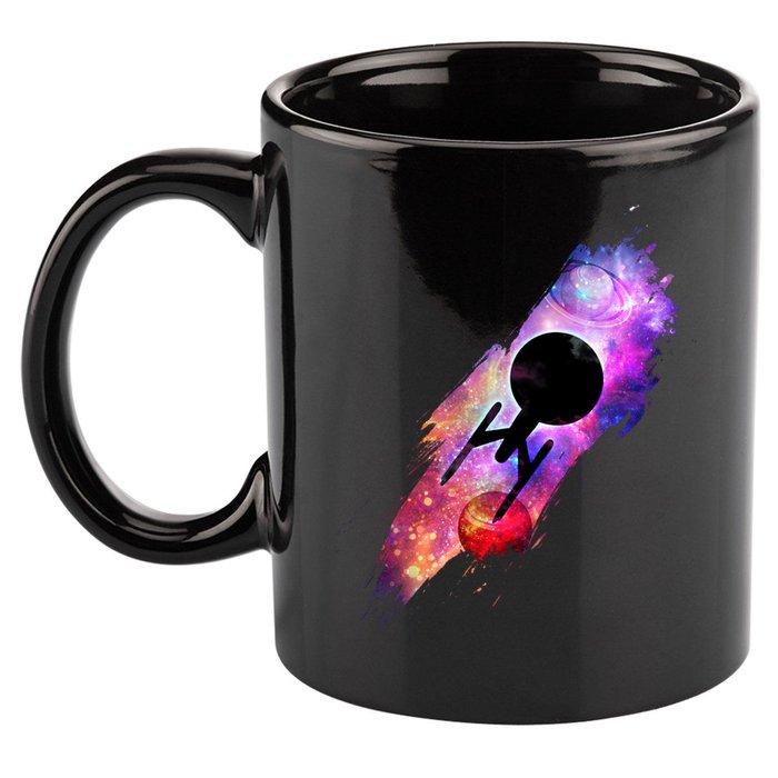 Scifi Space Ship Trekking Through Galaxy 11oz C Handle Ceramic Mug