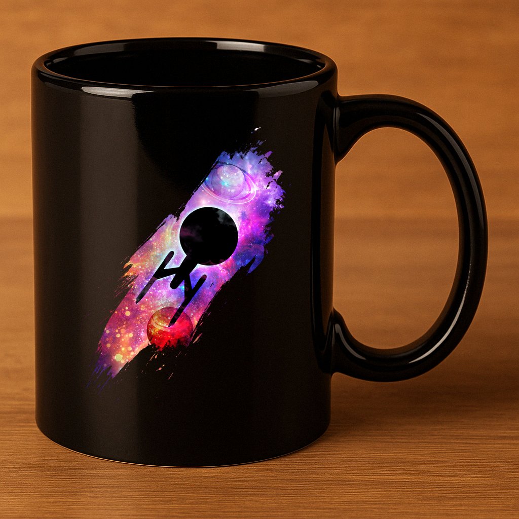 Scifi Space Ship Trekking Through Galaxy 11oz C Handle Ceramic Mug