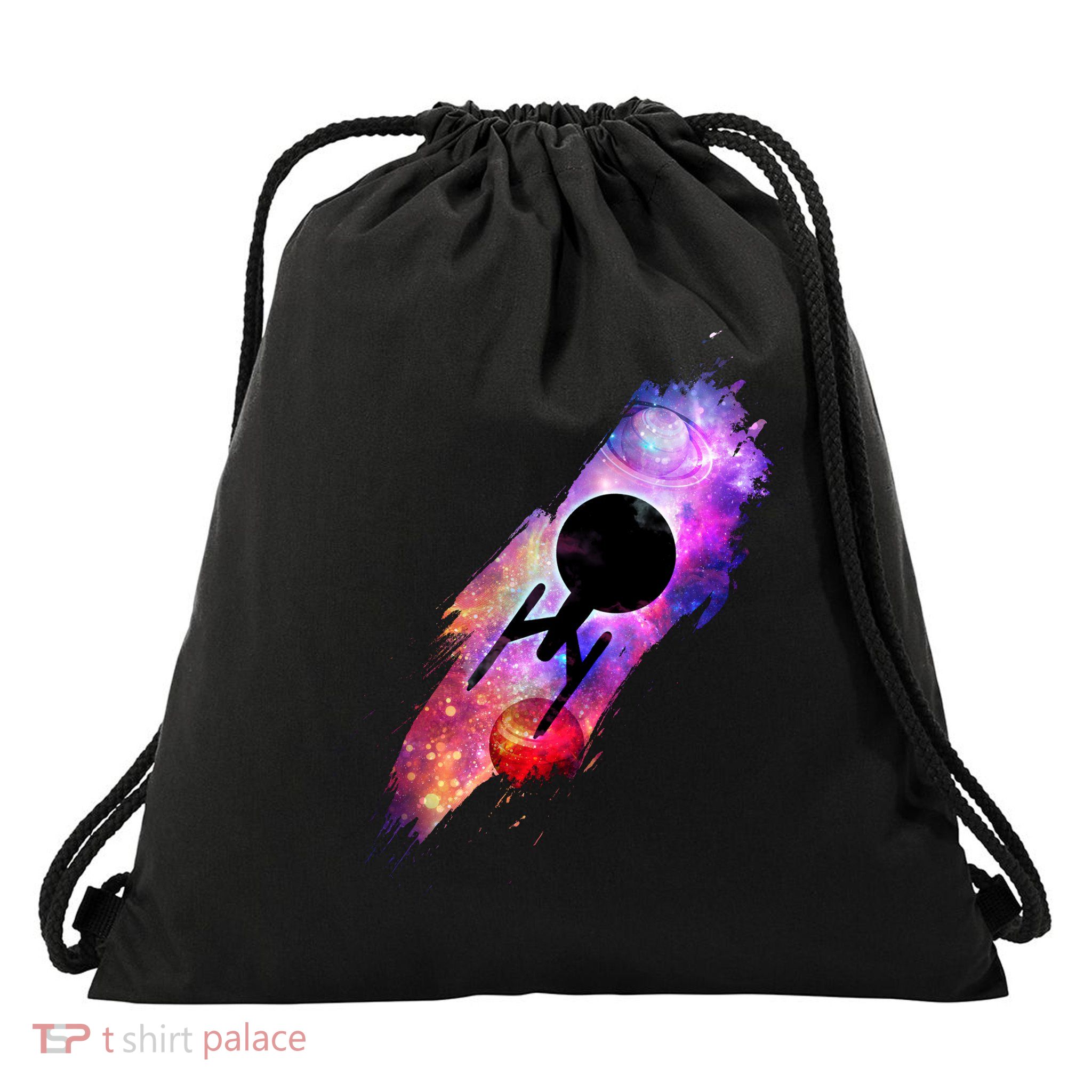 Scifi Space Ship Trekking Through Galaxy Drawstring Bag