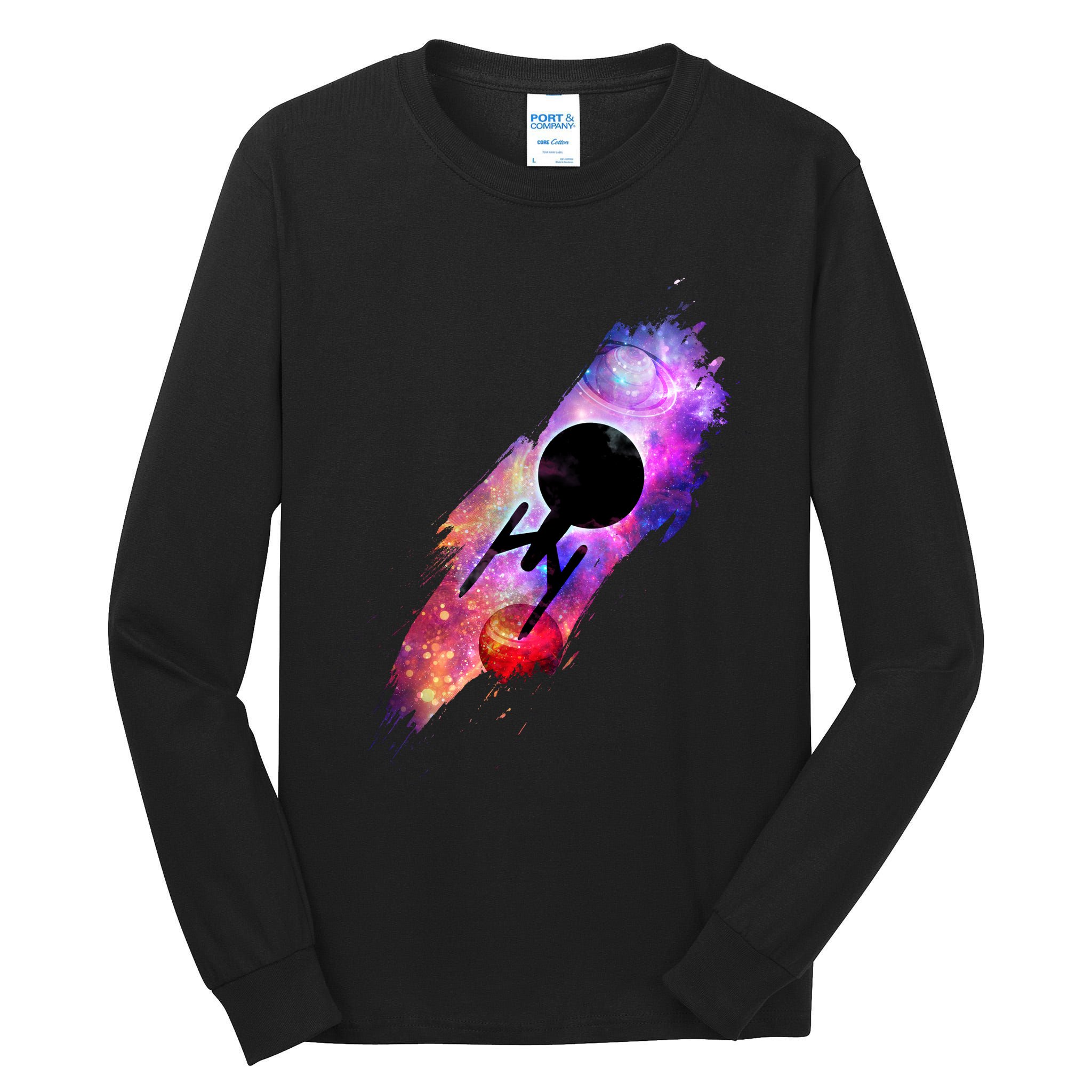 Scifi Space Ship Trekking Through Galaxy Tall Long Sleeve T-Shirt