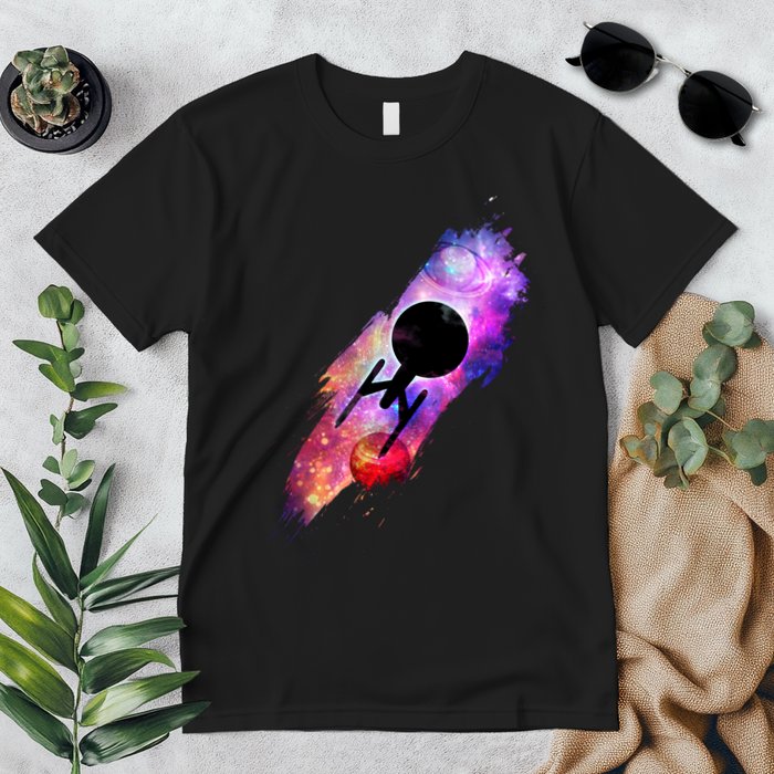 Scifi Space Ship Trekking Through Galaxy Premium T-Shirt