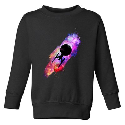 Scifi Space Ship Trekking Through Galaxy Toddler Sweatshirt