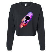 Scifi Space Ship Trekking Through Galaxy Cropped Pullover Crew