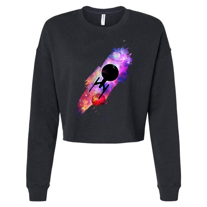 Scifi Space Ship Trekking Through Galaxy Cropped Pullover Crew