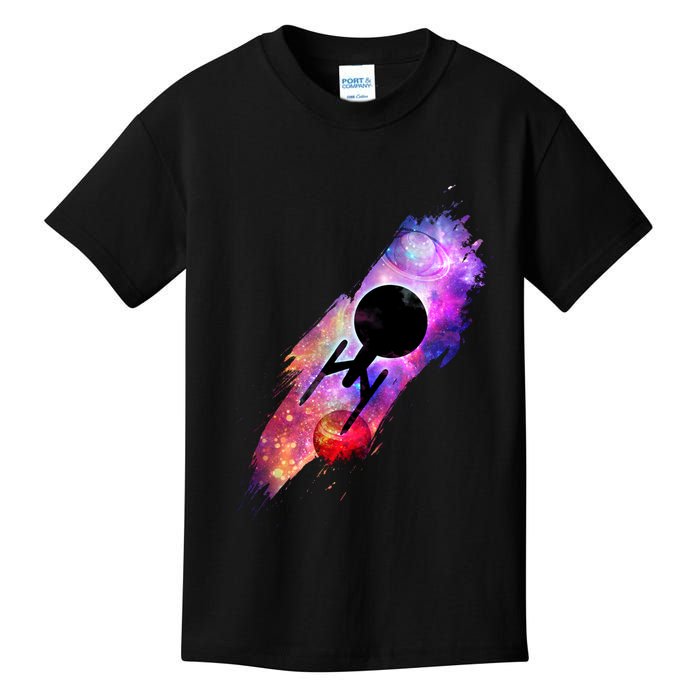 Scifi Space Ship Trekking Through Galaxy Kids T-Shirt