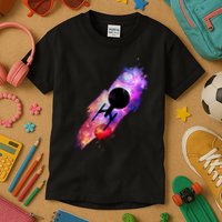 Scifi Space Ship Trekking Through Galaxy Kids T-Shirt