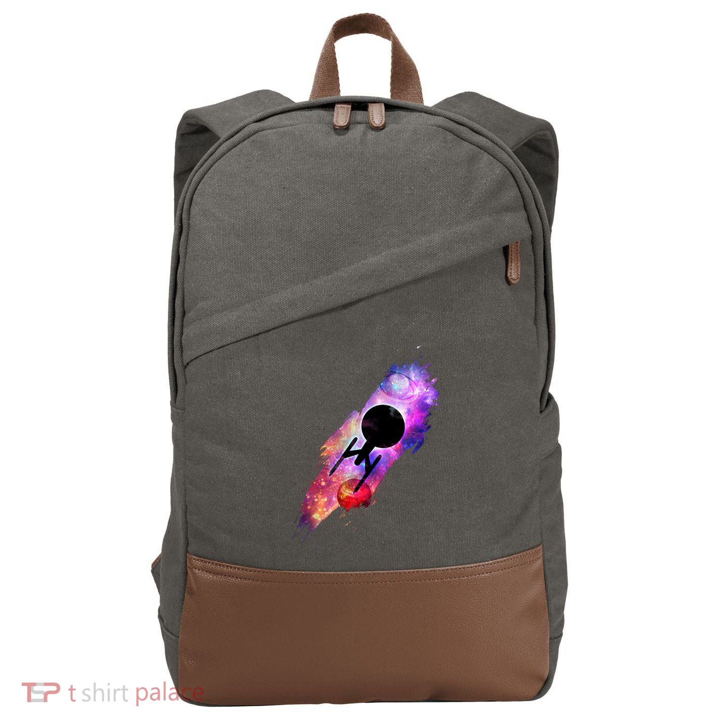 Scifi Space Ship Trekking Through Galaxy Cotton Canvas Backpack