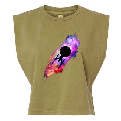 Scifi Space Ship Trekking Through Galaxy Garment-Dyed Women's Muscle Tee