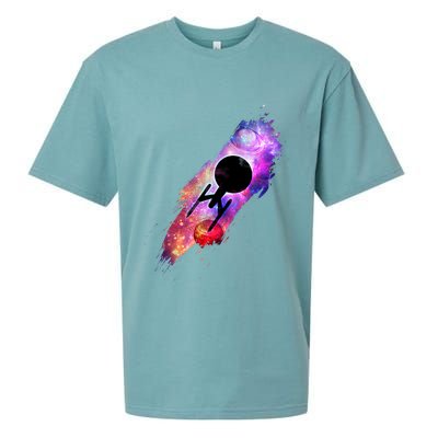 Scifi Space Ship Trekking Through Galaxy Sueded Cloud Jersey T-Shirt