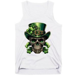 Sugar Skull St Patrick Day Of The Dead Lucky Shamrock Tank Top