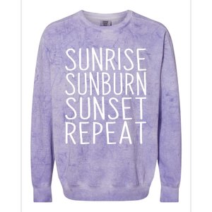 Sunrise Sunset Sunburn Repeat Beach Vacation Meaningful Gift Colorblast Crewneck Sweatshirt