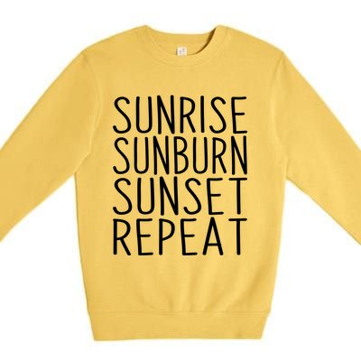 Sunrise Sunset Sunburn Repeat Beach Vacation Meaningful Gift Premium Crewneck Sweatshirt