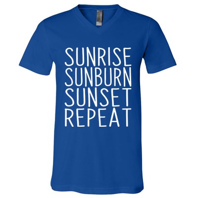 Sunrise Sunset Sunburn Repeat Beach Vacation Meaningful Gift V-Neck T-Shirt