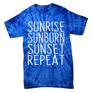 Sunrise Sunset Sunburn Repeat Beach Vacation Meaningful Gift Tie-Dye T-Shirt