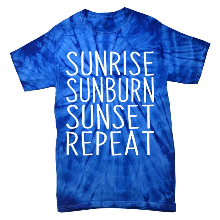 Sunrise Sunset Sunburn Repeat Beach Vacation Meaningful Gift Tie-Dye T-Shirt