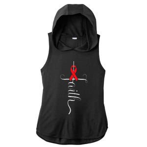 Stroke Survivor Stroke Awareness Red Ribbon Ladies PosiCharge Tri-Blend Wicking Draft Hoodie Tank