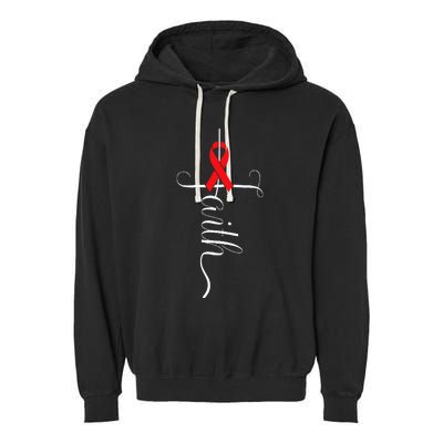 Stroke Survivor Stroke Awareness Red Ribbon Garment-Dyed Fleece Hoodie