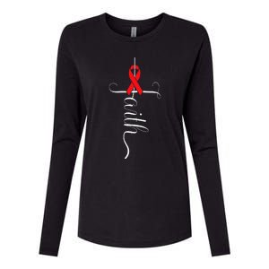 Stroke Survivor Stroke Awareness Red Ribbon Womens Cotton Relaxed Long Sleeve T-Shirt